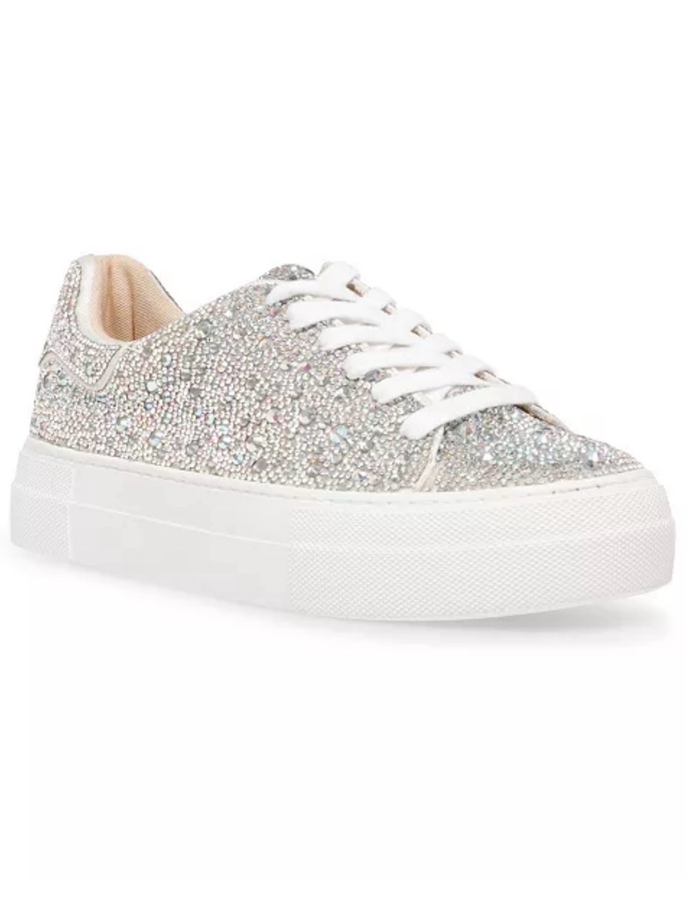 Betsey Johnson Silver Crystal Platform Sneakers